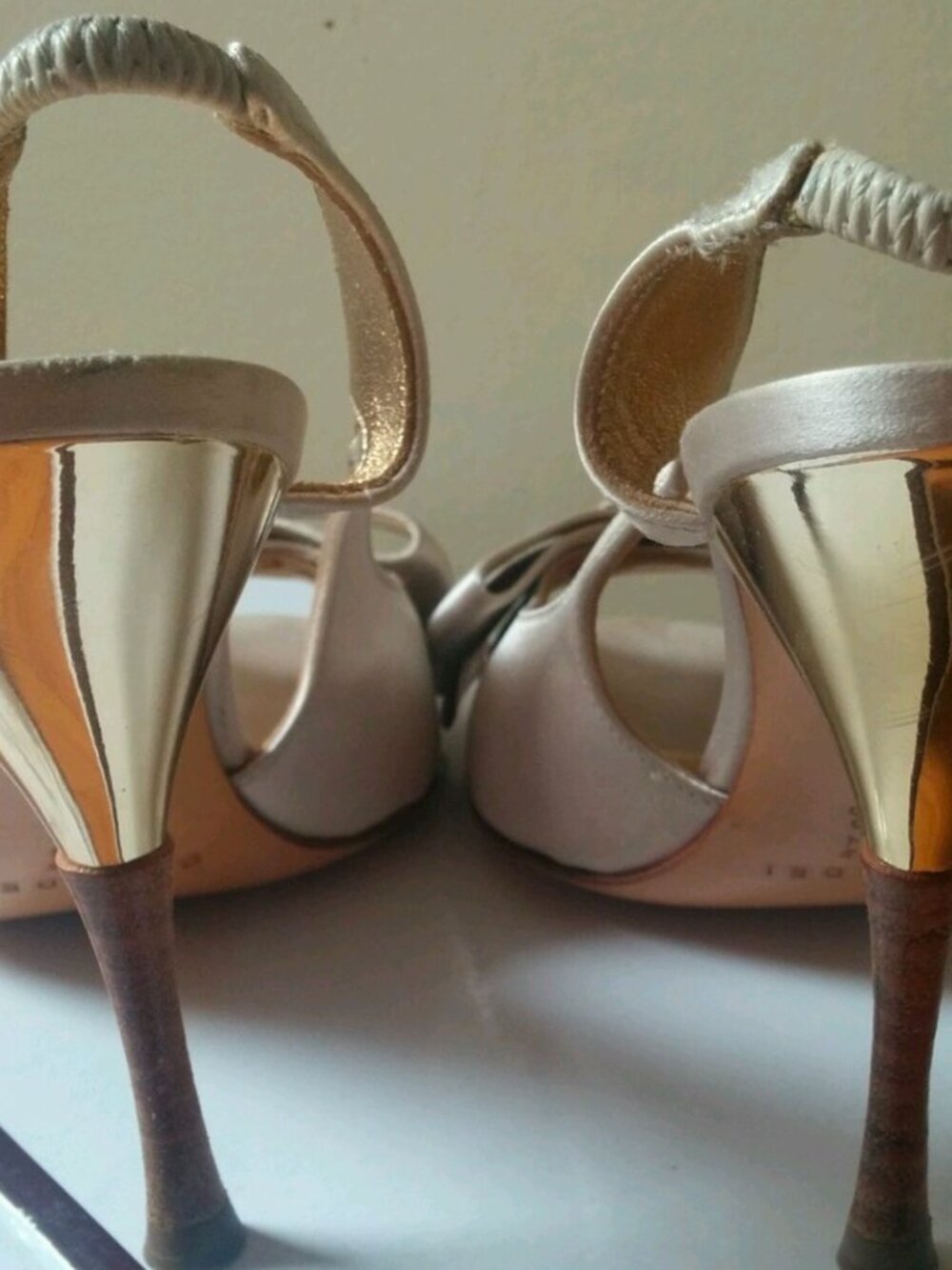 Casadei Leather Satin Peep toe Open Bow Slingback Heels - Picture 5 of 6